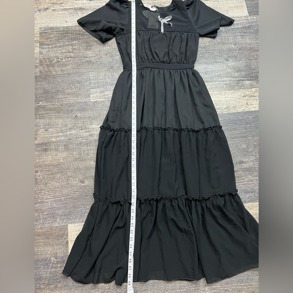 Black Layered Goth Wednesday Adams Maxi Dress NWT - Picture 8 of 12